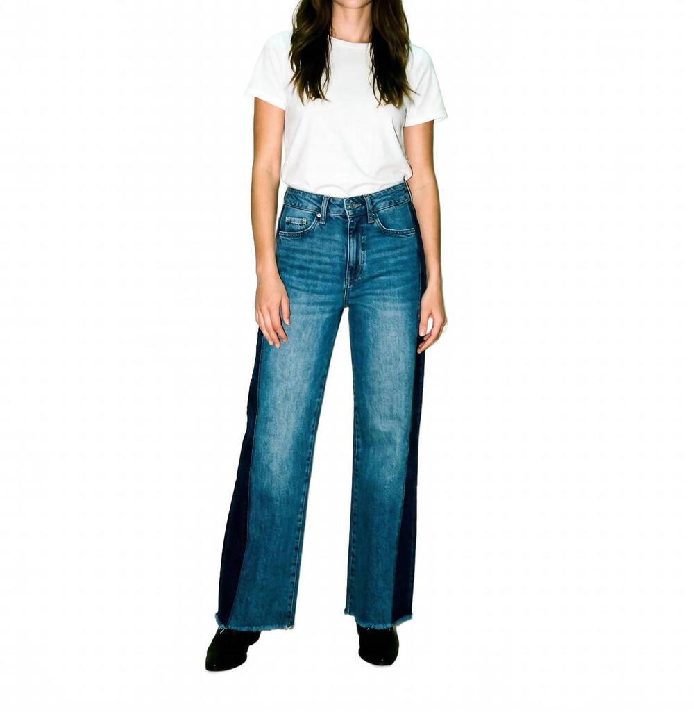 NEW MAVI malibu blocking wide leg jean in mid denim